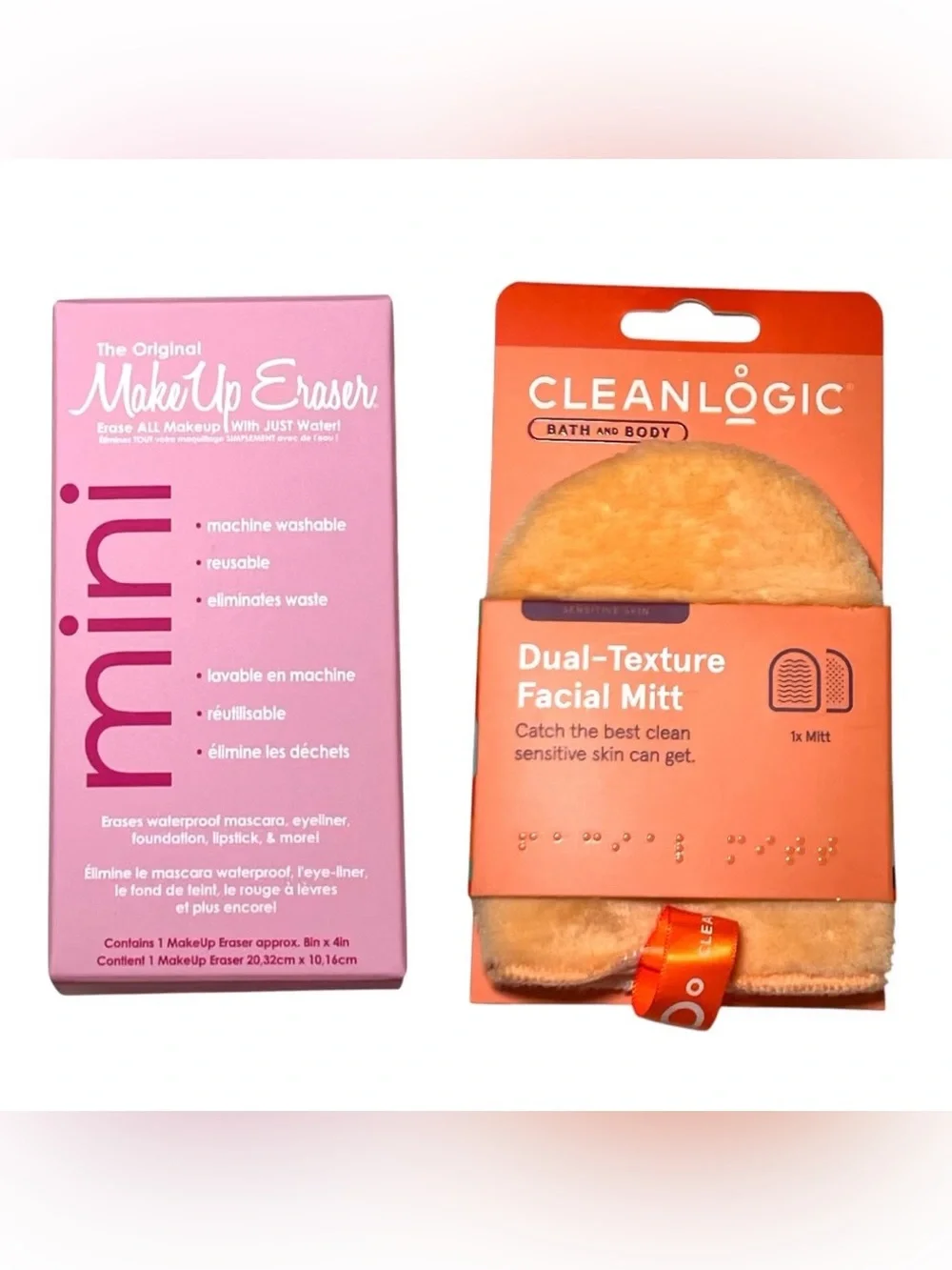 The Original MakeUp Eraser Mini + CLEANLOGIC Dual-Texture Facial Mitt - NEW